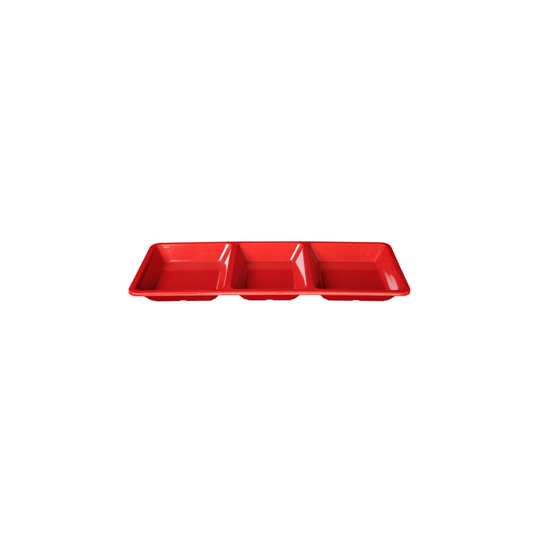 Plateau rectangulaire à trois compartiments 15" x 6,25" - Passion Red
