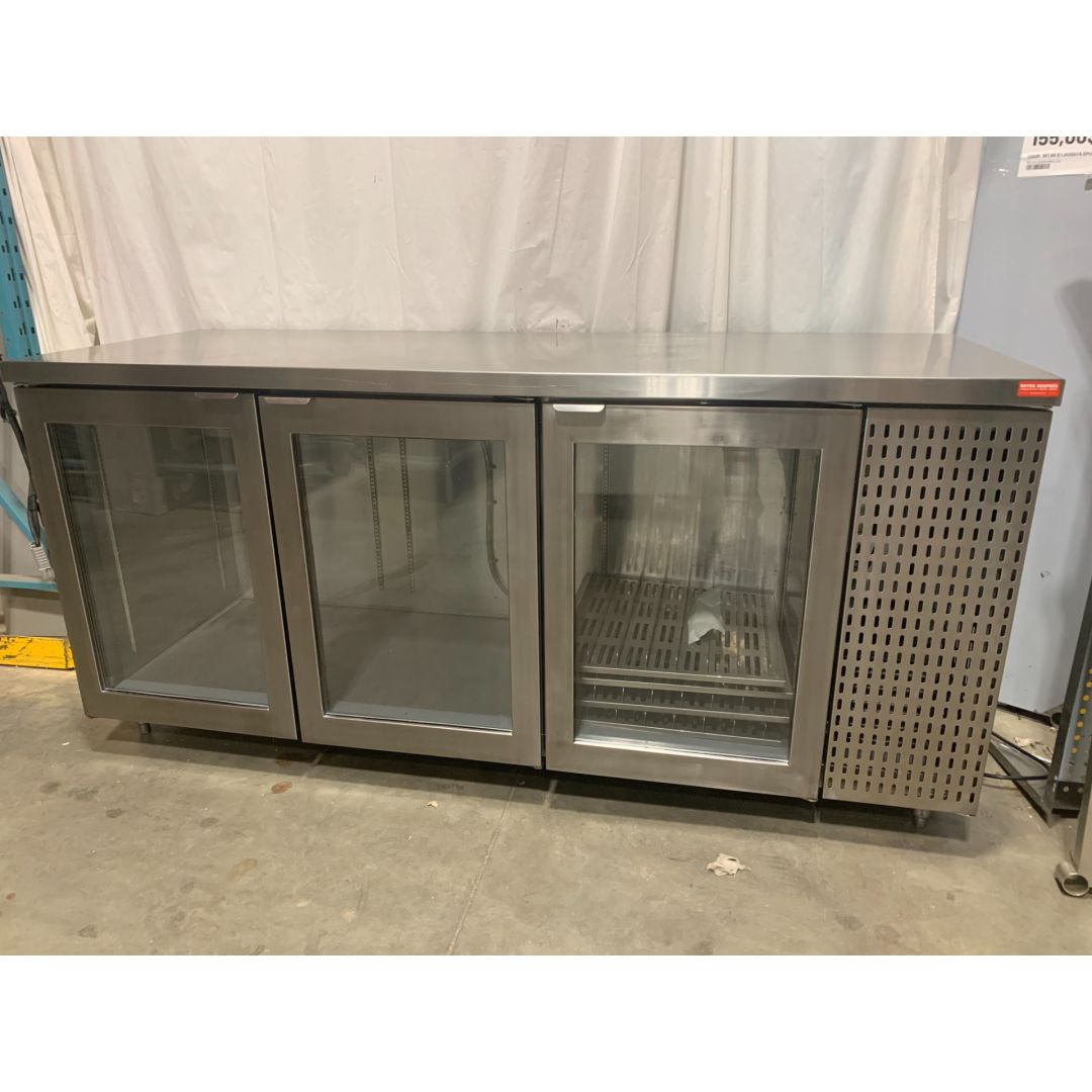 S/S Undercounter Refrigerator w/ 3 Glass Doors (Used)
