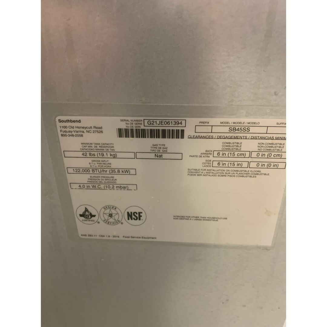 Southbend Natural Gas Fryer - 122,000 BTU (Used)