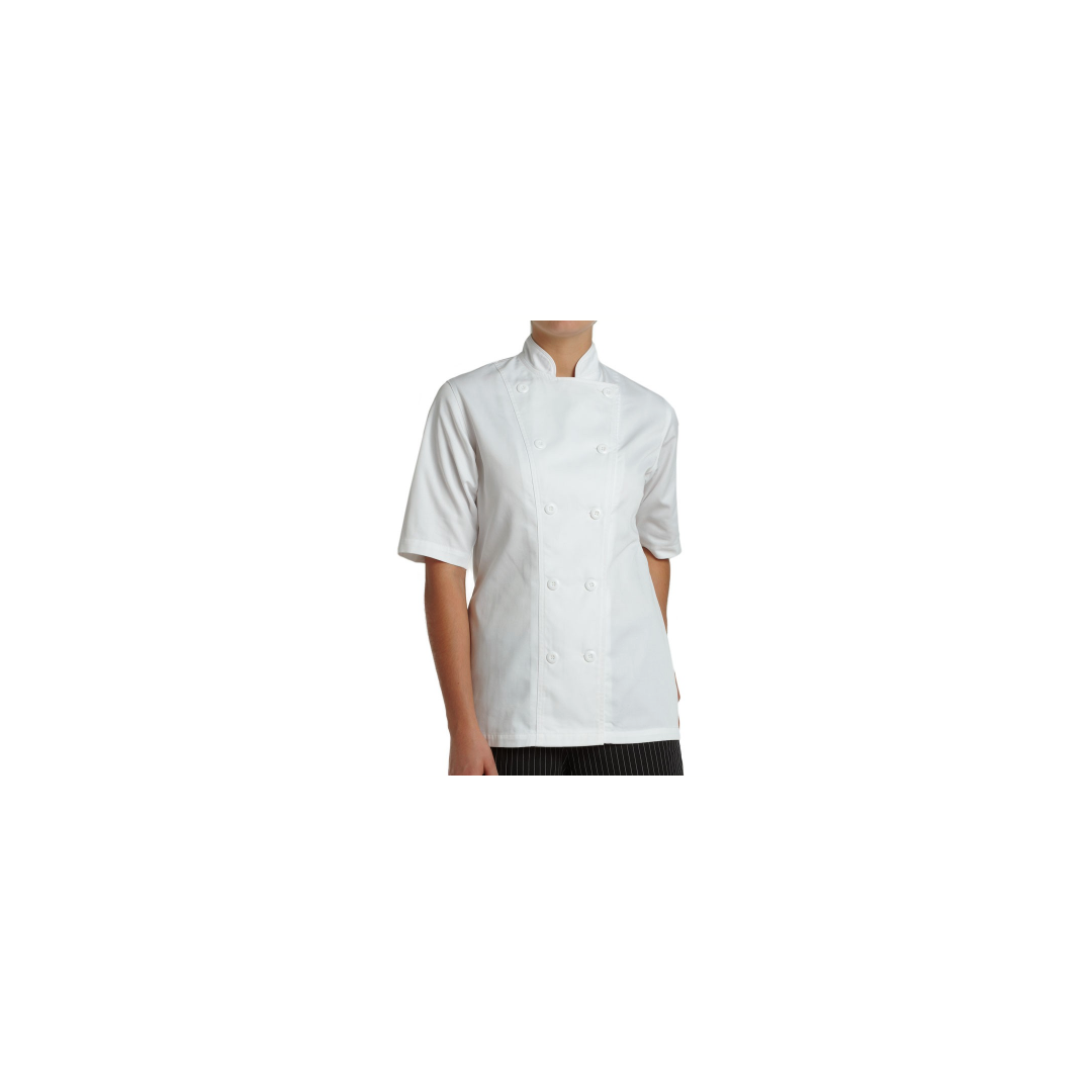 Women’s MISO White Chef Coat Short Sleeves (Medium) 