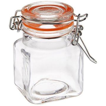 3.5 oz Airtight Glass Square Jar