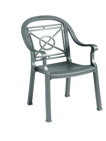 Chaise en résine avec appuis-bras Victoria - Charbon