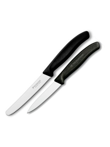 Ensemble couteau d'office et couteau dentelé - Noir