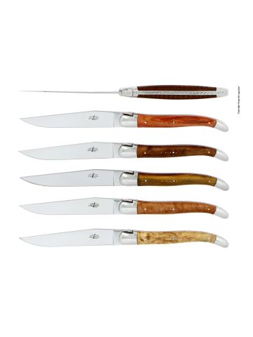 Coffret 6 couteaux de table - Bois précieux assortis