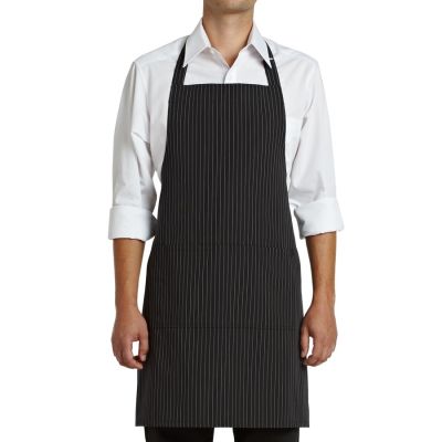 Tablier bavette Gangster - Noir avec rayures blanches