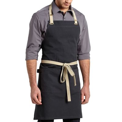 Tablier bavette en toile avec poche Billy - Gris charbon