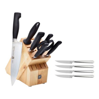 Ensemble de couteaux et bloc Four Star 8 pièces (couteaux à steak en prime)