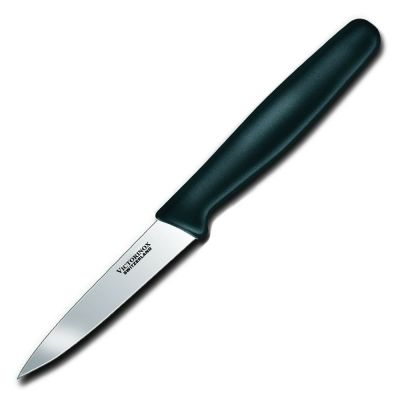 Couteau d'office à bout pointu large 4" - Noir 