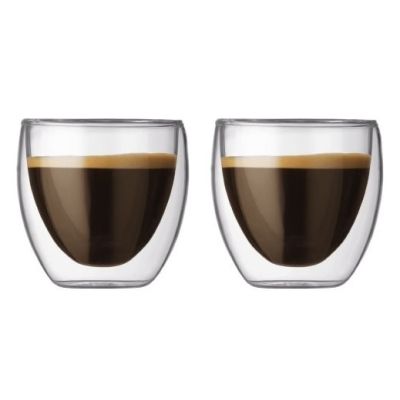Ensemble de deux tasses en verre à double paroi 2,5 oz - Pavina