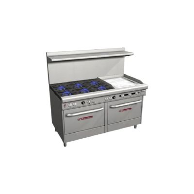 Cuisinière 6 feux, 1 plaque à frire droite thermostat 24’’, 2 fours - Gaz naturel