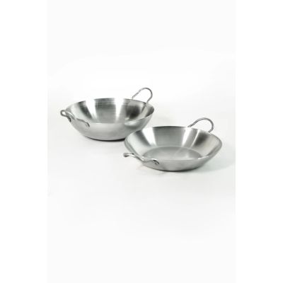 Wok 12" avec fond plat et deux anses