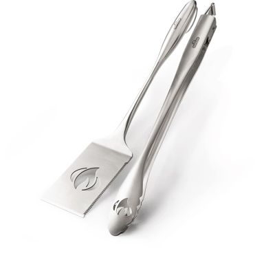 Ensemble spatule à tourner et pinces en acier inoxydable Pro