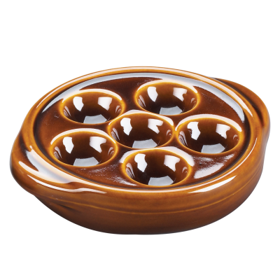 Assiette à escargot en grès - Brun