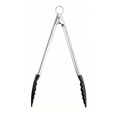 Pinces verrouillables en acier inoxydable avec bouts en silicone 12" - Noir
