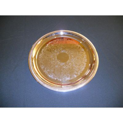 Plateau de service rond en acier inoxydable 12,4" - Elegant Reflections
