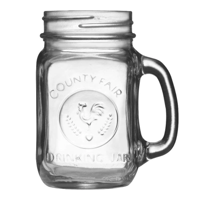 Verre de style pot Mason avec poignée 16,5 oz