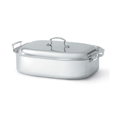 Plat de cuisson rectangulaire en acier inoxydable avec couvercle Miramar 6,6 L