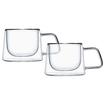 Set of Two 3.7 oz Double Wall Espresso Mugs - Barista Gem