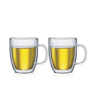 Set of 2 double wall bistro coffee mugs - Jumbo 15 oz  