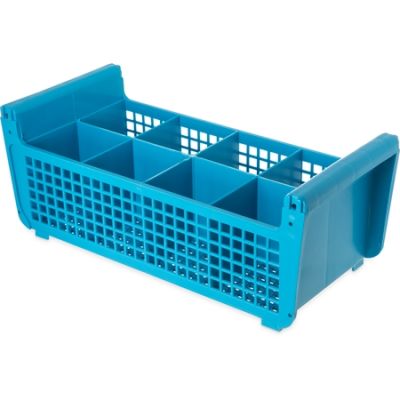 Panier demi-grandeur pour coutellerie à compartiments - Bleu