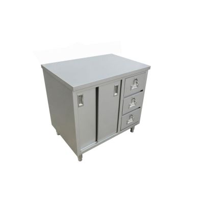 Cabinet en A/I avec 3 tiroirs et portes coulissantes