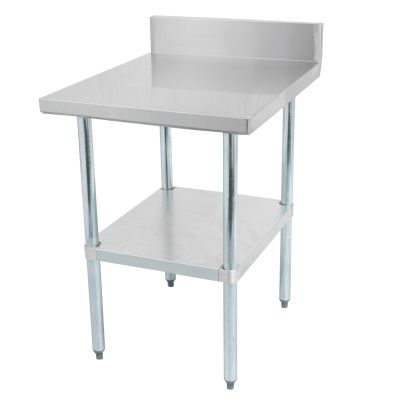 Table de travail avec dosseret en acier inoxydable avec tablette et pattes en acier galvanisé 60" x 30"