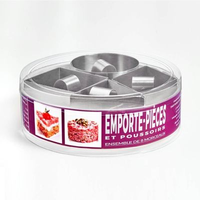 Ensemble d'emporte-pièces et de poussoirs en acier inoxydable huit pièces