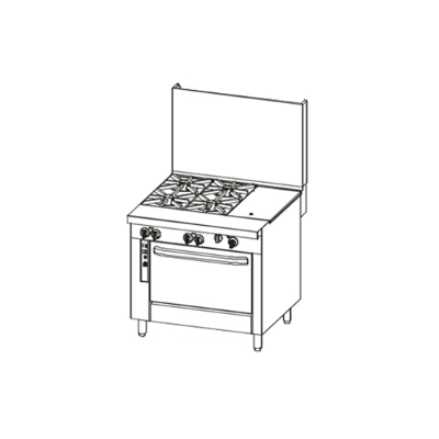 Cuisinière 4 Feux / 1 Four / 1 Grilloir - Gaz Naturel