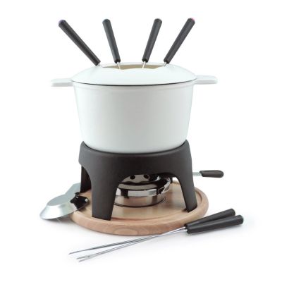 Ensemble à fondue en fonte avec brûleur - Sierra blanc