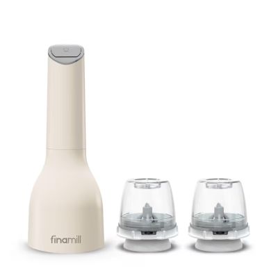 Battery operated spice grinder with two FinaPod Pro Plus - Cream