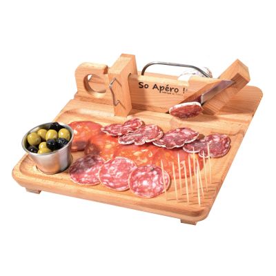Planche en bois avec guillotine à saucisson 12" x 12"