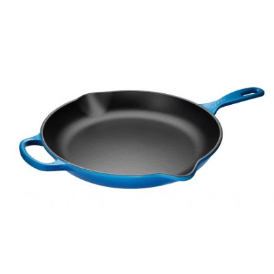 Poêle en fonte émaillée ronde 10" - Bleuet
