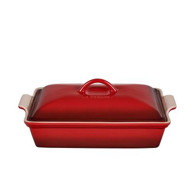 Plat de cuisson en grès rectangulaire avec couvercle 3,8 L - Cerise