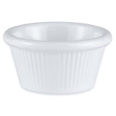 Récipient à condiment en mélamine à cannelures 2 oz - Blanc