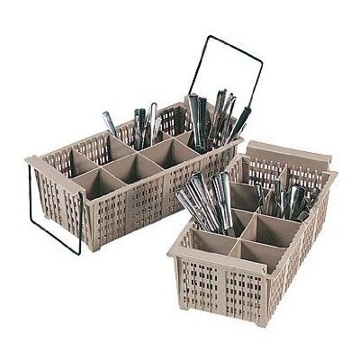 Panier demi-grandeur pour coutellerie à compartiments avec poignées - Beige