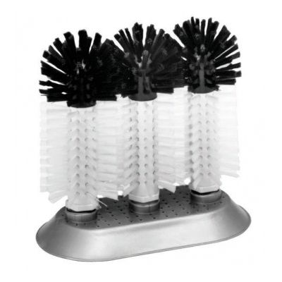 Brosse de nettoyage triple pour verres