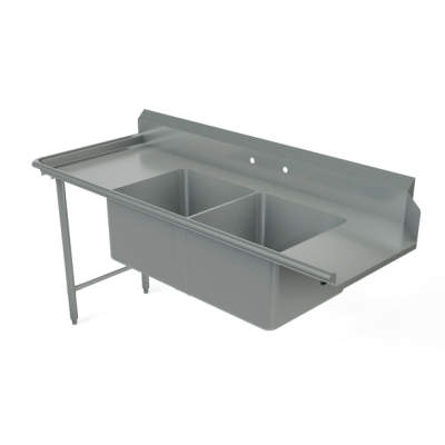 Table à vaisselle souillée, 2 éviers, 72" x 30" - À gauche du lave-vaisselle