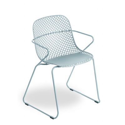 Chaise en métal avec appuis-bras Ramatuelle '73 - Bleu ether