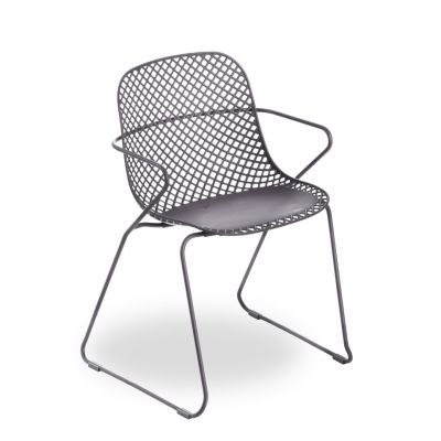 Chaise en métal avec appuis-bras Ramatuelle '73 - Gris pavement