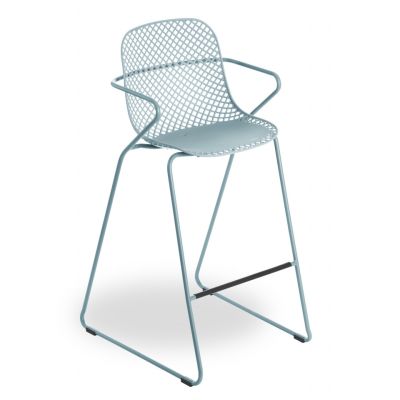 Chaise de bar en métal Ramatuelle '73 - Bleu ether