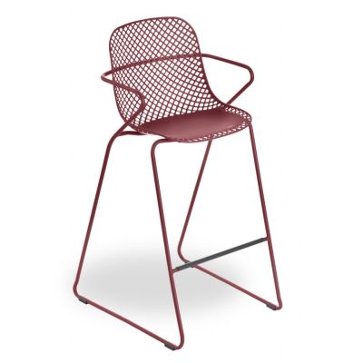 Chaise de bar en métal Ramatuelle '73 - Rouge Bossa Nova