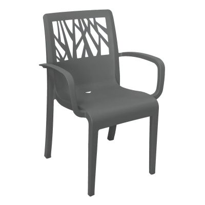 Chaise en résine avec appuis-bras Vegetal - Charbon