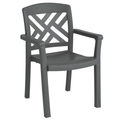 Chaise en résine avec appuis-bras Sanibel - Charbon