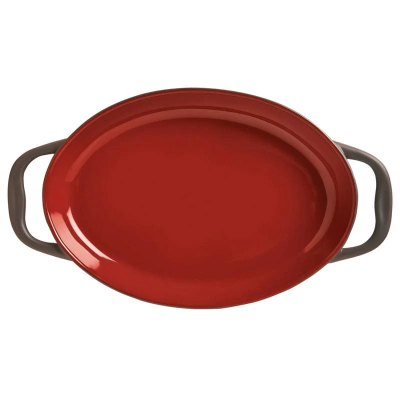 Casserole Ovale Rouge avec Poignées 11"