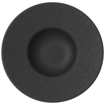 Assiette à pâtes ronde 11,5" - Manufacture Rock gris-noir