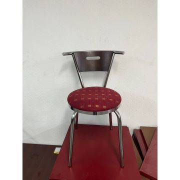 Chrome and Satin Chair w/ Crypton Fabric #14 -  Party Red