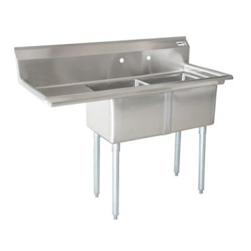24" Double Sink with Left Drainboard