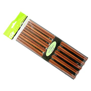 Set of 5 Pairs of 100% Natural Wood Chopsticks - Red