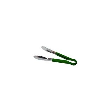9" Stainless Steel Tongs with Plastic Handle - Green