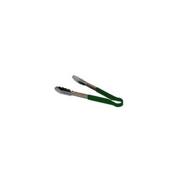 12" Stainless Steel Tongs with Plastic Handle - Green